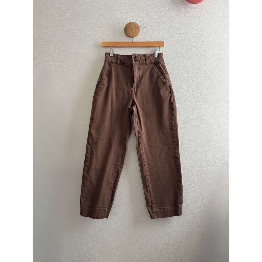 Everlane High Rise Pants Brown Organic Cotton Size 2